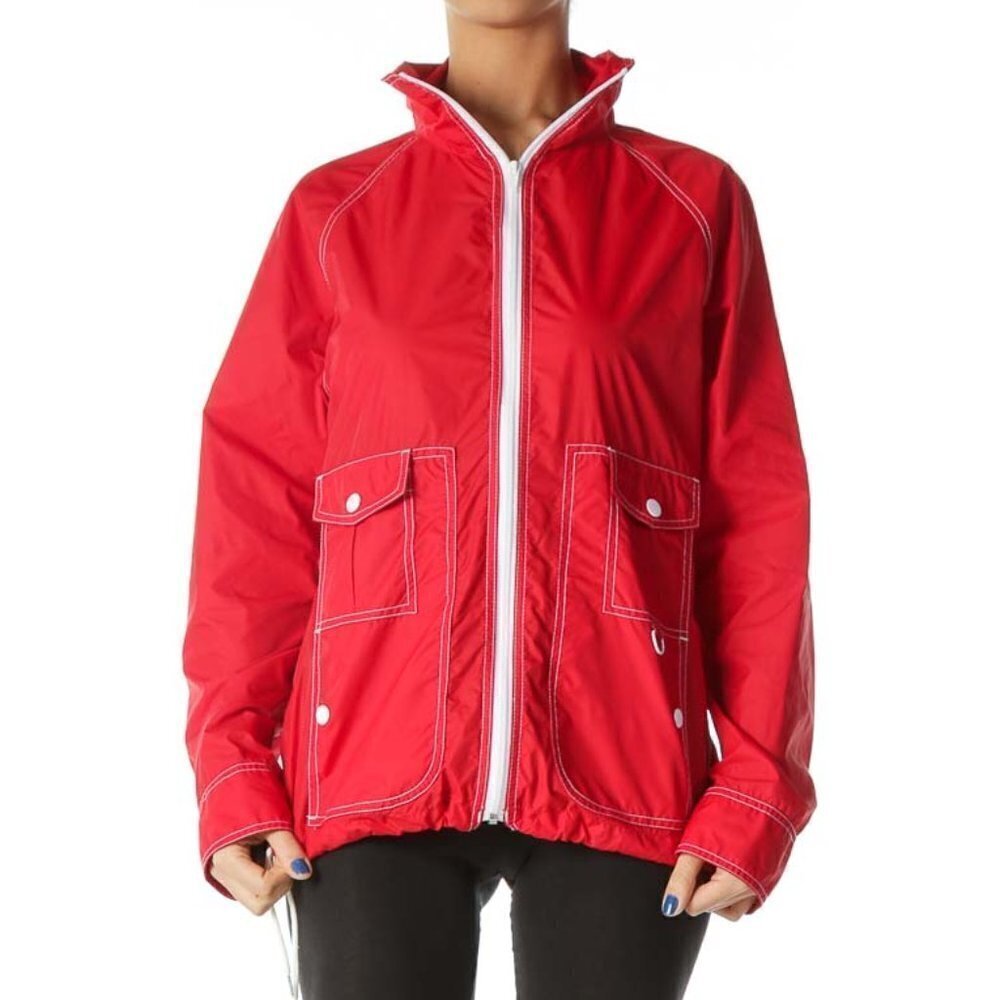 NAUTICA Red White-Topstitching Light Sports Jacket - Picture 1 of 3